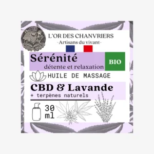 Huile de Massage bio | Sérénité – CBD & Lavande Vraie